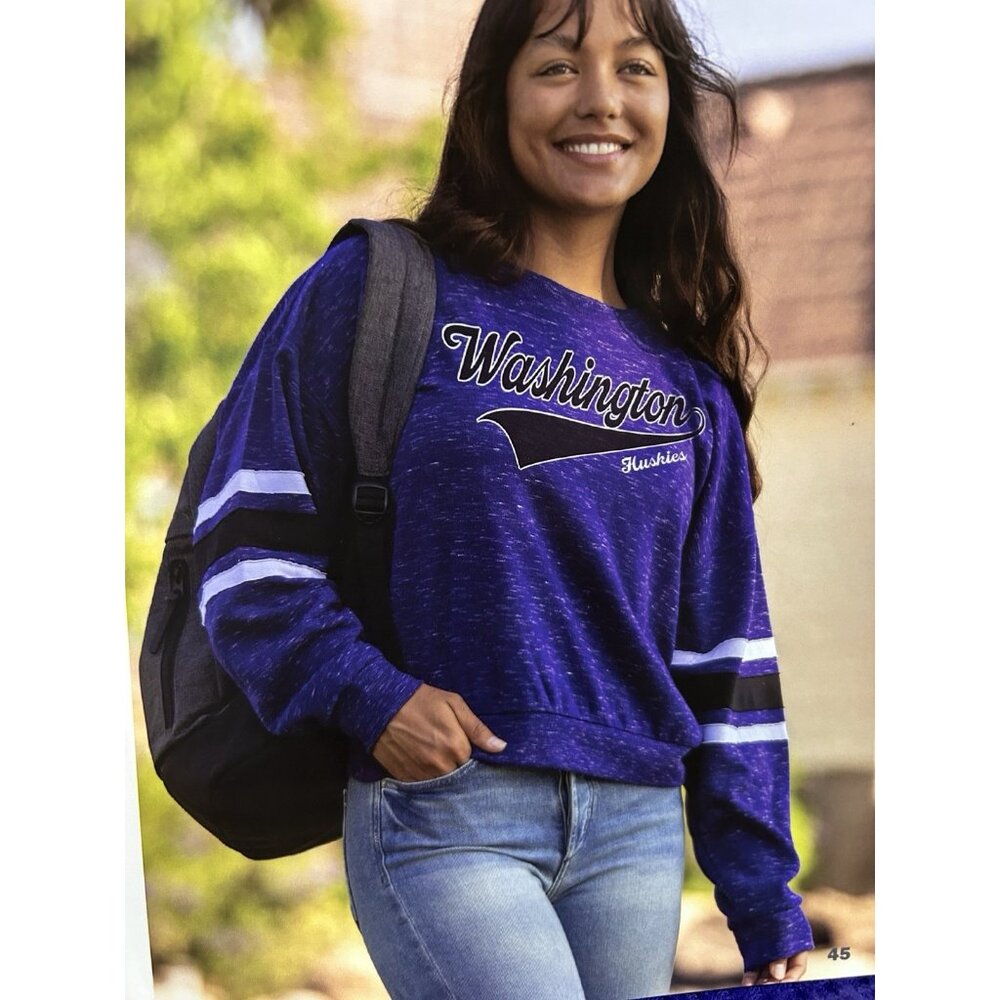 NEW Washington Huskies Colosseum Athletics Purple Crew Neck Sweatshirt Women's M